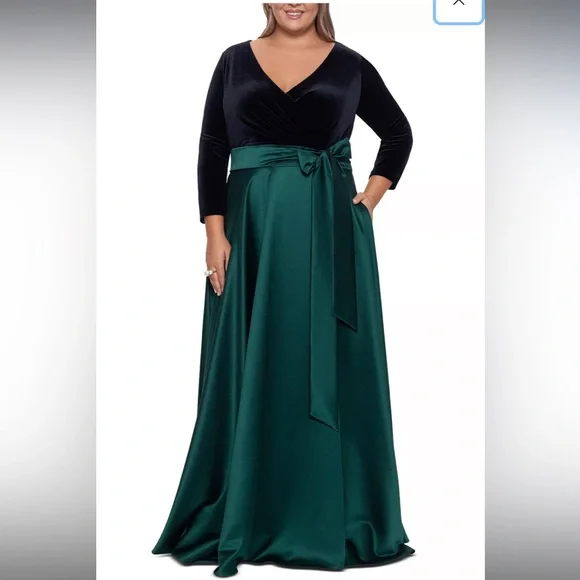 Xscape | Dresses | Xscape Velvet And Satin Emerald Ball Gown Formal Dress  Plus Size | Poshmark